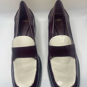 SARTO By Franco Sarto Burgundy and Cream Loafers